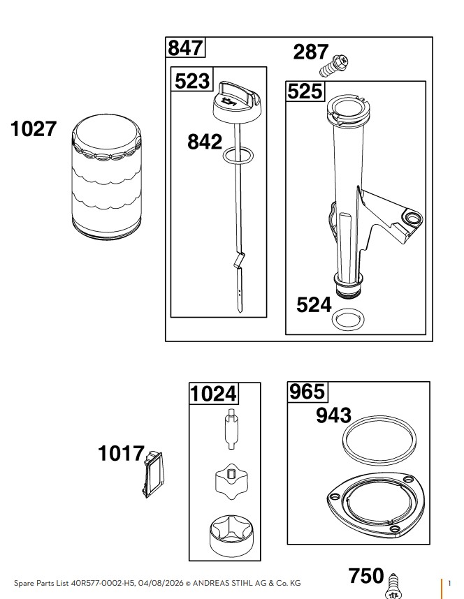 00030000192 492932S FILTRU ULEI STIHL VIKING MT 5097.1 Z (REPER 1027)